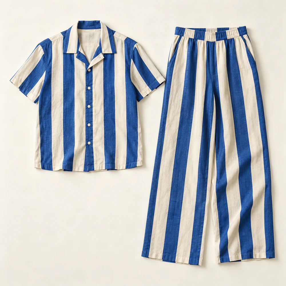 Island Stripe Resort Set — Ocean / Cream, included pieces